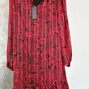 Tommy Hilfiger Red and Black Paisley Dress